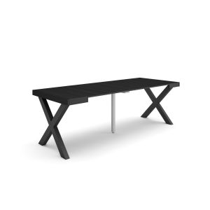 Mesa consola extensível, 58/222x90x73cm, preto, pés de madeira rf2787