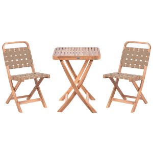 Conjunto bistro dobrável calciano madeira de acácia certificada castanho