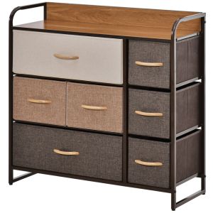 Cómoda 80x29x78,5 cm tecido de linho sintético, metal, mdf multicolor