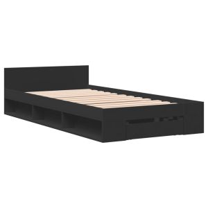 vidaXL cama con cajón madera de ingeniería negra 75x190 cm