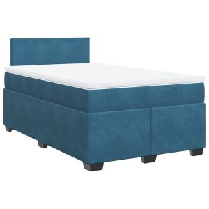 vidaXL cama box spring con colchón terciopelo azul oscuro 120x190 cm
