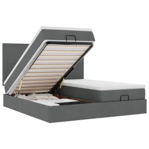 vidaXL estructura cama otomana colchones tela gris oscuro 160x200 cm