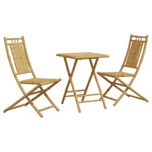 vidaXL juego de mesa y sillas de jardín 3 piezas bambú