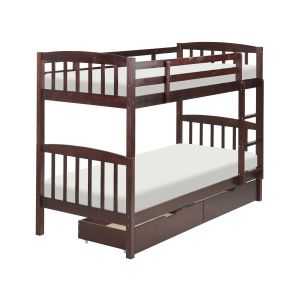 Beliche com gavetas revin madeira de pinho castanho escuro 90 x 200 cm