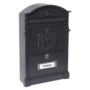 -caixa de correio de alumínio resid. 26x9xh42 cm. Preto