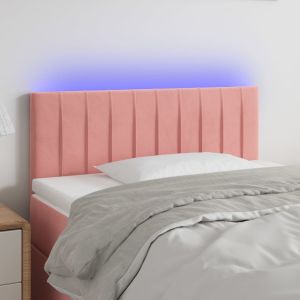 Cabeceira de cama c/ luzes LED veludo 80x5x78/88 cm rosa ptob1320