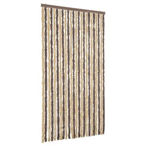 Cortina anti-insetos 100x230 cm chenille castanho-escuro e bege