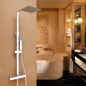 Aica coluna de duche 73-115cm termostato quadrado prateado