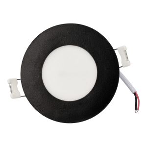 Downlight LED redondo embutido 12v, 3w, luz quente 3000k. Moldura preta