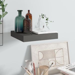 Prateleira parede suspensa 23x23,5x3,8 cm mdf cinza brilhante pt7156