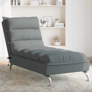 Chaise lounge de massagem com almofadões tecido cinzento-escuro wf218742