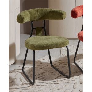 Cadeira kirk, chenille verde grosso, 58x58x76 cm