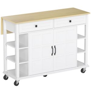Ilha de cozinha 120x65x89 cm color blanco Homcom, casa - cozinha