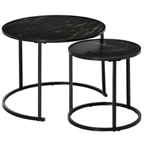 Conjunto de 2 mesas auxiliare 60x60x46 cm aço e mdf Homcom, casa - mesas