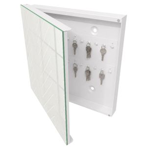 Caixa para guardar chaves decorativa 30x30x5, abertura à esquerda branca