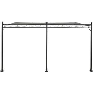Pérgula em metal encostada à parede - 3 x 4 m - cinzento