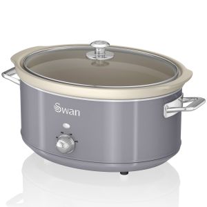 Retro slow cooker 6,5l, panela de cerâmica an swan sf17031grneu cinza 320w