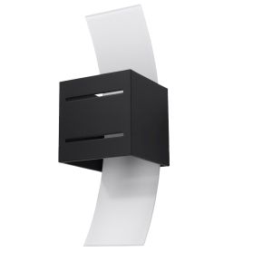 Lámpara de pared loreto 1 negro aluminio/vidrio 10x30x12cm