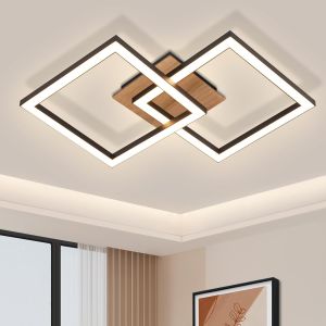 Nettlife LED plafon preto madeira 3000k branco quente design moderno 24w