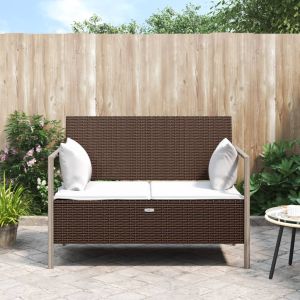 Banco de jardim de 2 lugares com almofadões vime pe castanho pbk752105