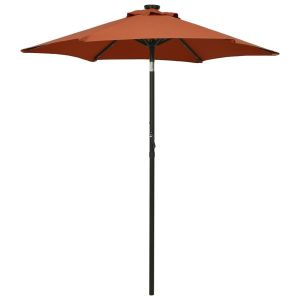 Guarda-sol de jardim c/ luzes LED 200x211 cm alumínio terracota ergft4014