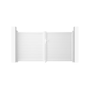 Portão basculante elétrico branco eiger 3m h.160cm + operador de braço b500