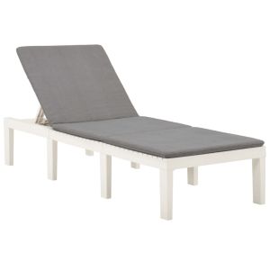 vidaXL tumbona con cojín plástico blanco