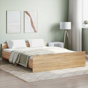 Cama c/ painéis de cabeceira e pés carvalho sonoma