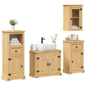 4 pcs conj. De móveis p/ casa de banho corona pinho maciço