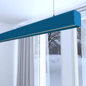 Lâmpada pendente linear azul 1,5m - luz quente 2700k - regulável em altura