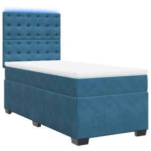 vidaXL cama box spring con colchón terciopelo azul 90x200 cm