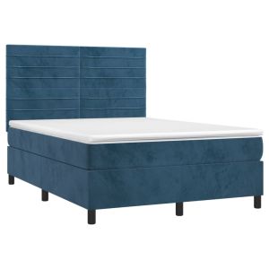 vidaXL cama box spring con colchón terciopelo azul oscuro 140x190 cm