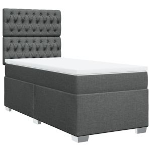 vidaXL cama box spring con colchón tela gris oscuro 80x200 cm