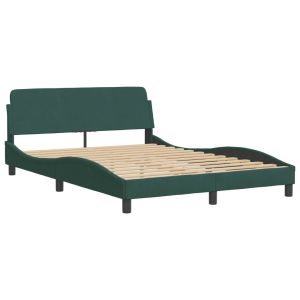 vidaXL estructura de cama con LED sin colchón terciopelo verde oscuro