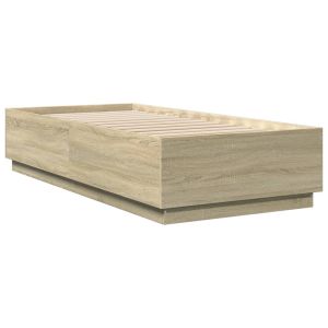 vidaXL estructura cama con luces LED madera roble sonoma 100x200 cm