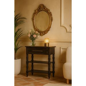 Artisan furniture mesa lateral heritage turned em madeira maciça