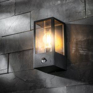 Cgc lighting luminária de parede externa preta com detector de movimento