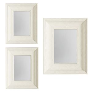 Dekoarte - conjunto de 3 espelhos decorativos de com moldura vintage branco