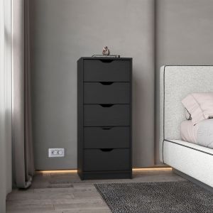 Cómoda basilea em melamina com 5 gavetas com calhas metálicas