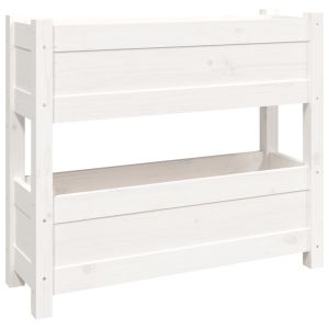 Jardinera de madera maciza de pino blanco 77x25x66 cm