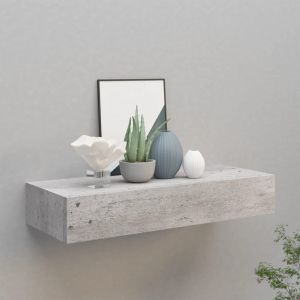Prateleira parede c/ gaveta mdf 60x23,5x10 cm cinzento-cimento