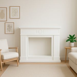 Moldura para lareira em mdf branco lipari white para recuperador eletrico v