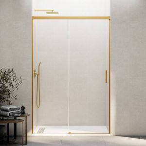Divisória frontal basic fixo + deslizante transparente ouro 110cm