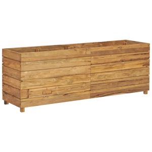 Arriate de teca reciclada y acero 150x40x55 cm