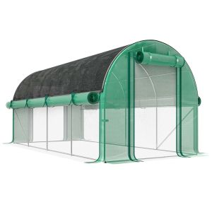 Estufa tipo túnel 447x200x198 cm pe e aço galvanizado color verde Outsunny