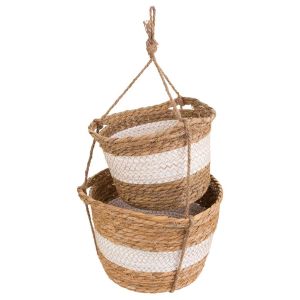 2 cestos suspensos marrons