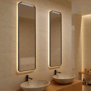 Espelho LED wc retangular california 80x100 preto mate