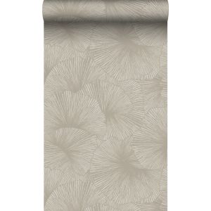 Origin papel de parede folhas impressas em 3d taupe 53 cm x 10.05 m