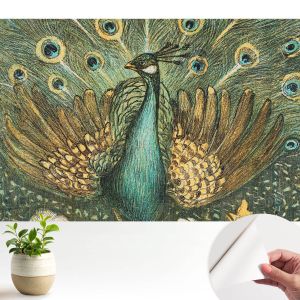 Papel de parede vinílico pavão majestoso 250x250 tulup