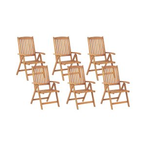 Conjunto de 6 cadeiras de jardim java madeira de acácia castanho claro